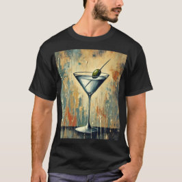 Mid Century Mixed Media Martini Art T Shirt