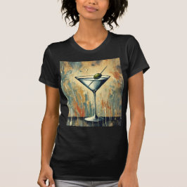 Mid Century Mixed Media Martini Art T Shirt