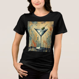 Mid Century Mixed Media Martini Art T Shirt