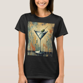 Mid Century Mixed Media Martini Art T Shirt