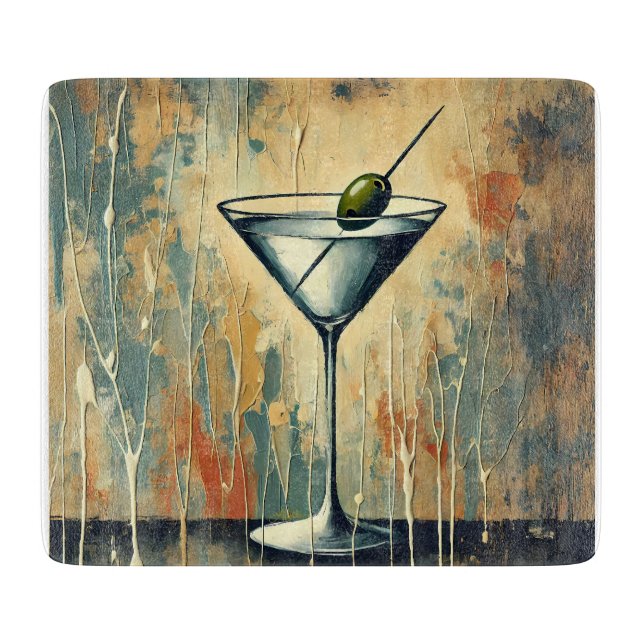 Mid Century Mixed Media Martini Konst (Framsidan)