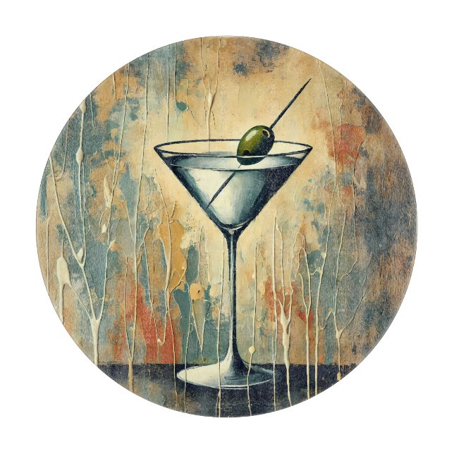 Mid Century Mixed Media Martini Konst (Framsidan)