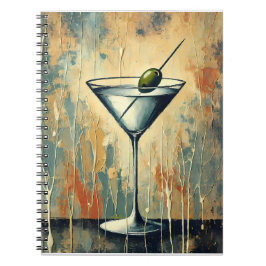 Mid Century Mixed Media Martini Konst Anteckningsbok