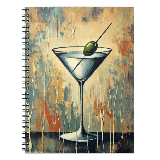 Mid Century Mixed Media Martini Konst Anteckningsbok (Framsidan)