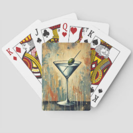 Mid Century Mixed Media Martini Konst Casinokort
