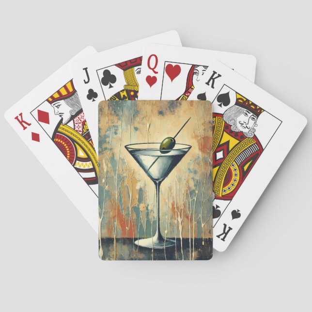 Mid Century Mixed Media Martini Konst Casinokort (Baksidan)