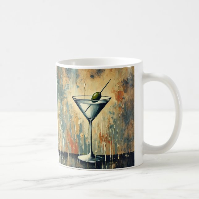 Mid Century Mixed Media Martini Konst Kaffemugg (Höger)