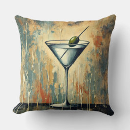Mid Century Mixed Media Martini Konst Kudde