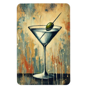 Mid Century Mixed Media Martini Konst Magnet