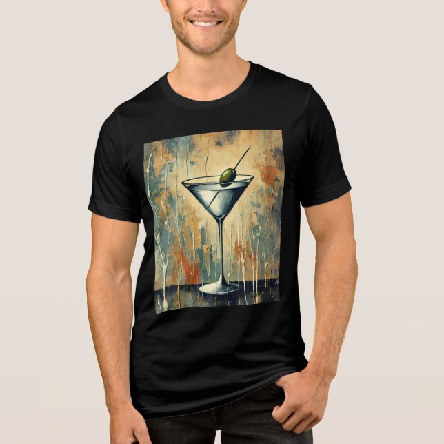 Mid Century Mixed Media Martini Konst T Shirt (Framsida)