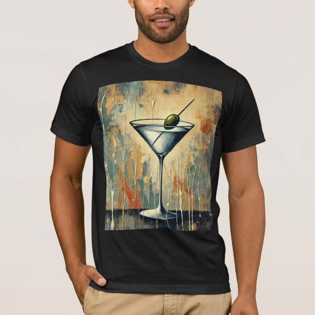 Mid Century Mixed Media Martini Konst T Shirt (Framsida)