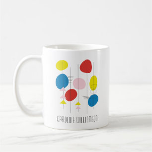 Mid Century Mod Atomic Art in Red Personlig Kaffemugg
