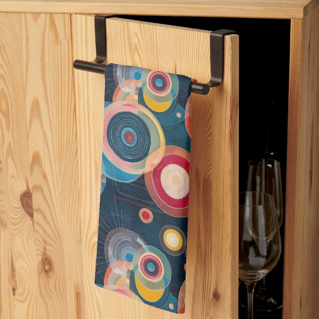 Mid Century Mod Circles in stil of Hilma af Klint Kökshandduk (Thirds Fold)