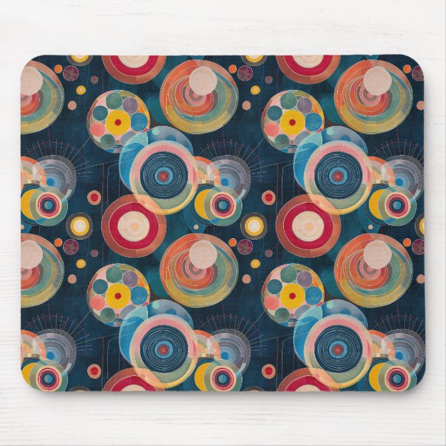 Mid Century Mod Cirklar i stil av Hilma af Klint Musmatta (Framsidan)
