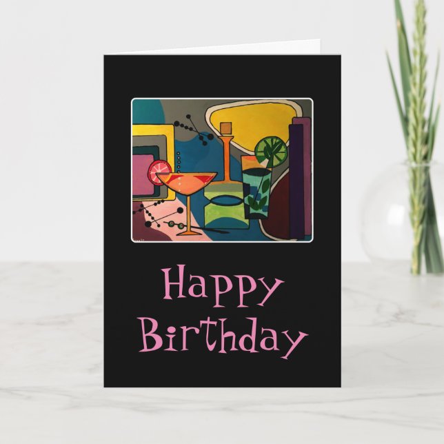 Mid Century Mod Cocktails målning på en Kort (Framsida)