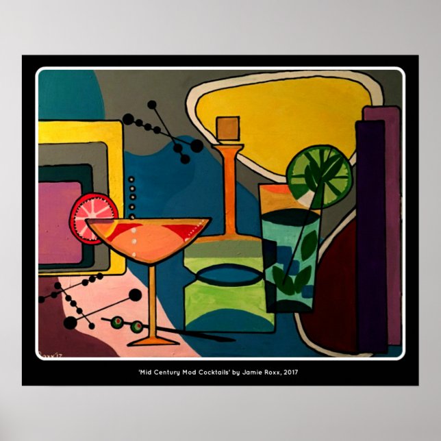Mid Century Mod Cocktails målning på en Poster (Framsidan)