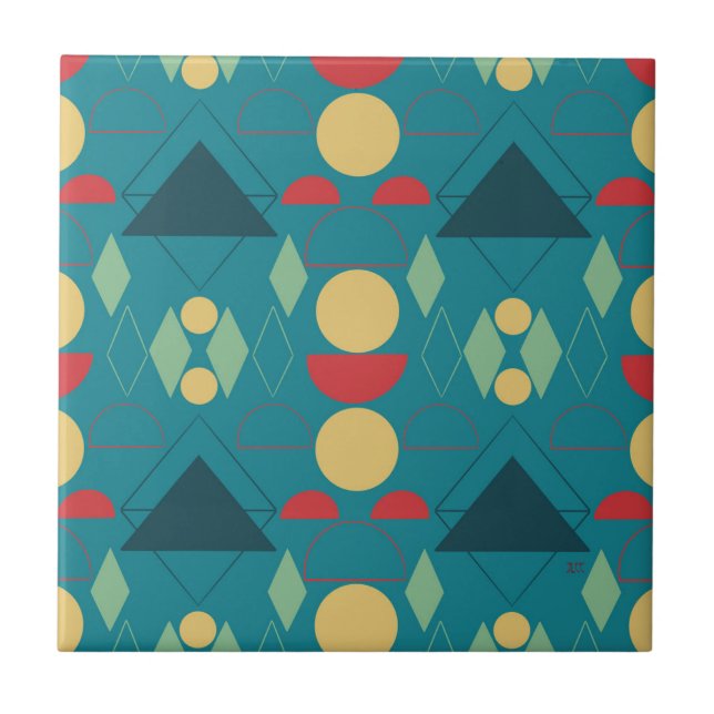 Mid Century Mod Geometric Turcos Ceramic Tile Kakelplatta (Framsidan)