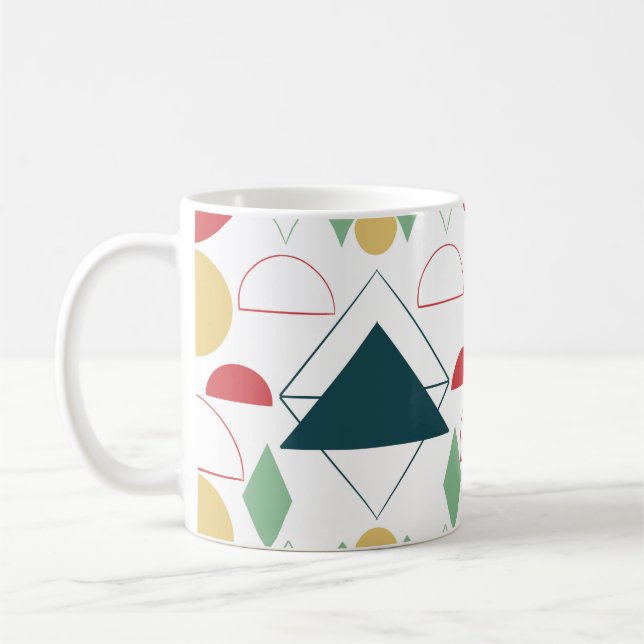 Mid Century Mod Geometrisk Färgrik Kaffemugg (Vänster)