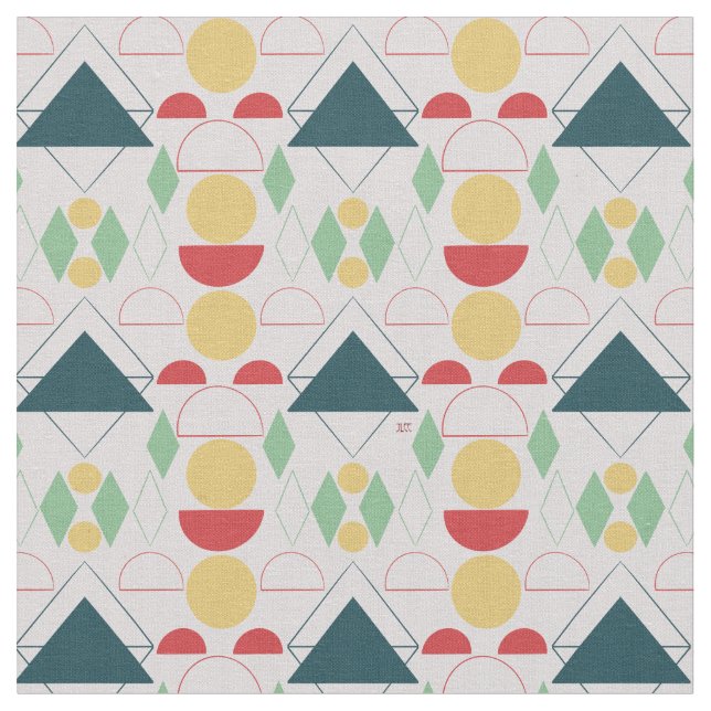 Mid Century-Mod Grått Geometric  Tyg (Närbild)