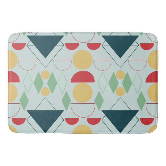 Mid Century Mod Mint Geometrisk  Badrumsmatta (Framsidan)