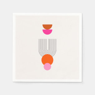 Mid Century Modern 03 Abstrakt Arch Rosa Orange Pappersservett
