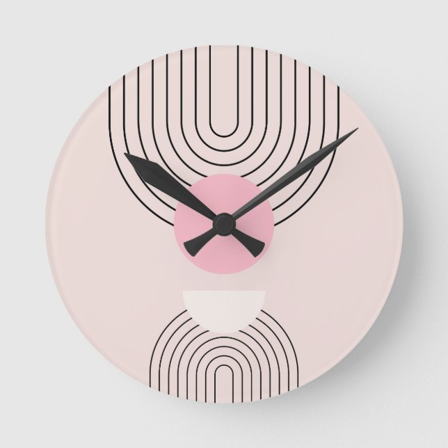 Mid Century Modern 06  Rosa Boho Arch Rund Klocka (Framsida)