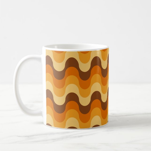 Mid Century Modern 1970-talet Vågigt Rand Mönster Kaffemugg (Vänster)