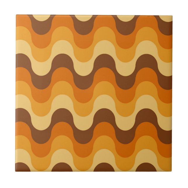 Mid Century Modern 1970-talet Vågigt Rand Mönster Kakelplatta (Framsidan)