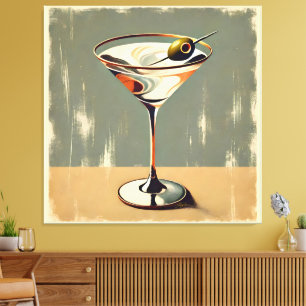 Mid Century Modern 1 Oliv Martini Målning Canvastryck
