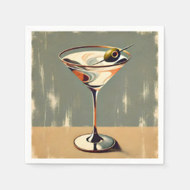 Mid Century Modern 1 Oliv Martini Målning Pappersservett