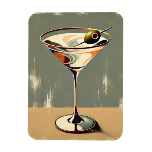 Mid Century Modern 1 Olive Martini-målning Magnet