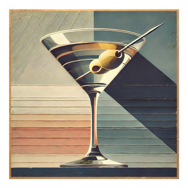 Mid Century Modern 2 Olive Martini Cocktail Hour Fototryck (Framsidan)