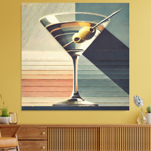 Mid Century Modern 2 Olivolja Martini Cocktailtimm Canvastryck