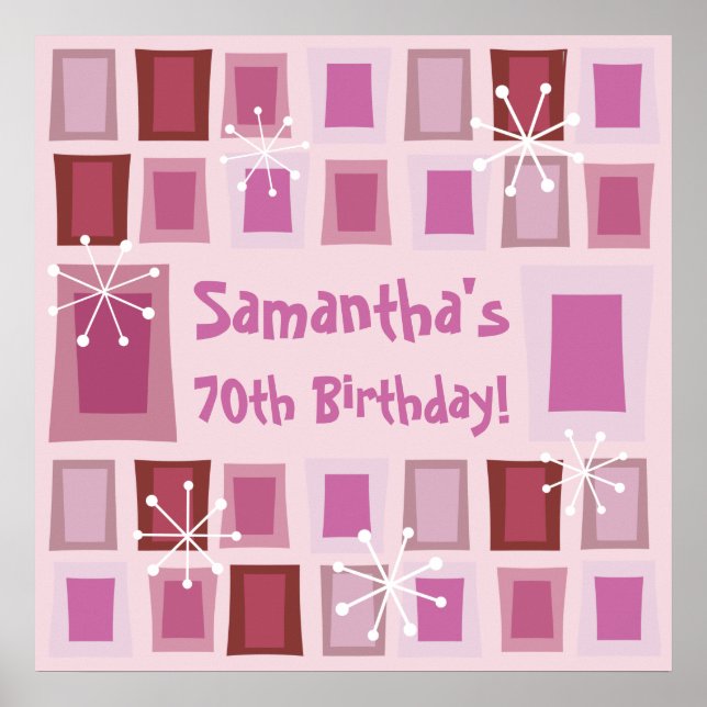 Mid Century Modern 70:e födelsedagens Rosa Poster (Framsidan)