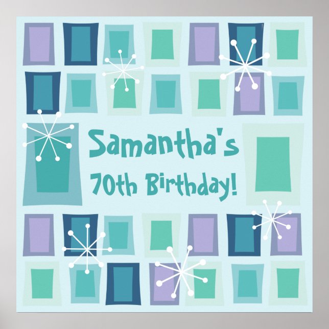 Mid Century Modern 70:e födelsedagseftermiddagen A Poster (Framsidan)