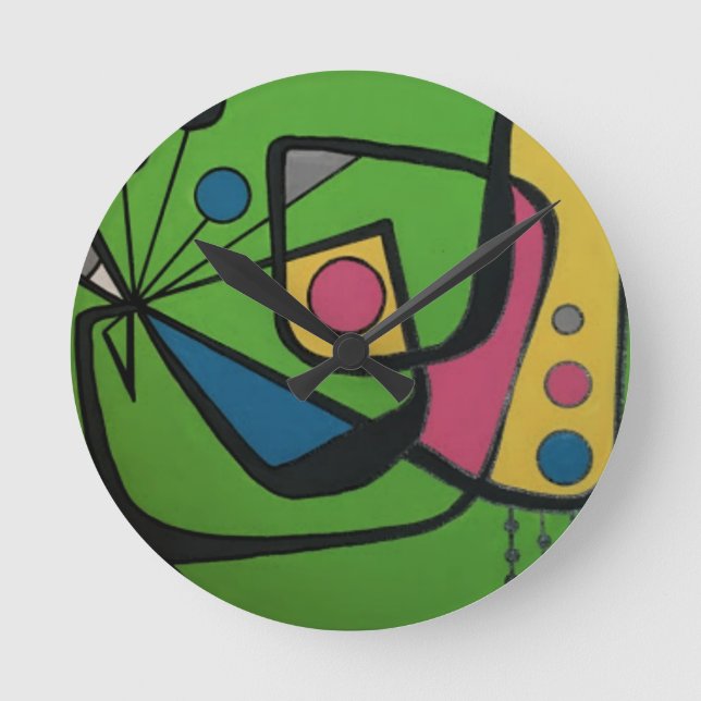 'Mid Century Modern Abstract num 4' på Rund Klocka (Framsida)