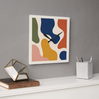 Mid-Century Modern Abstract Organic Shapes Square Fyrkantig Klocka