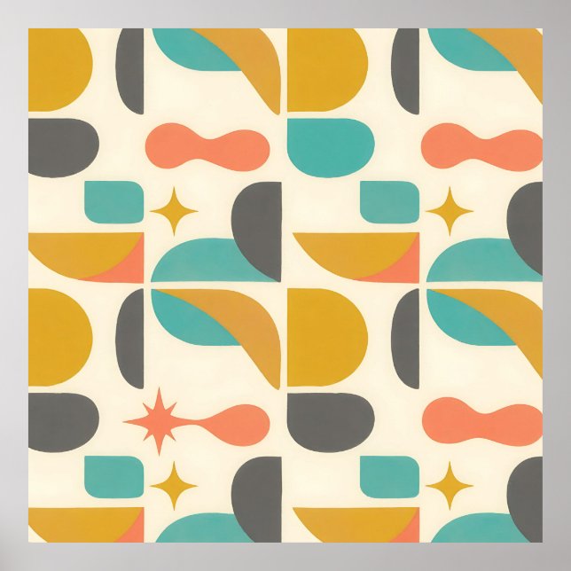 Mid Century Modern Abstract Pattern Poster (Framsidan)