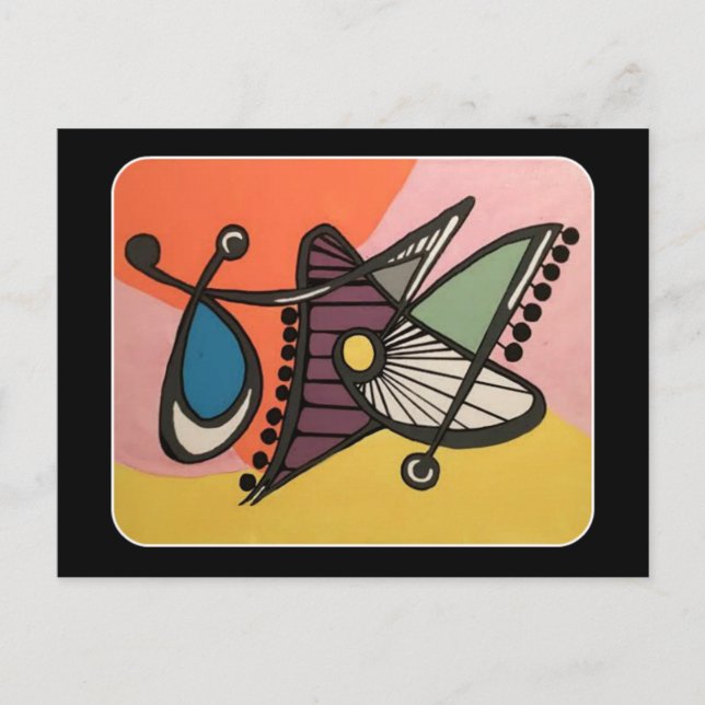 Mid-Century Modern Abstrakt, Butterfly-målning Vykort (Framsida)