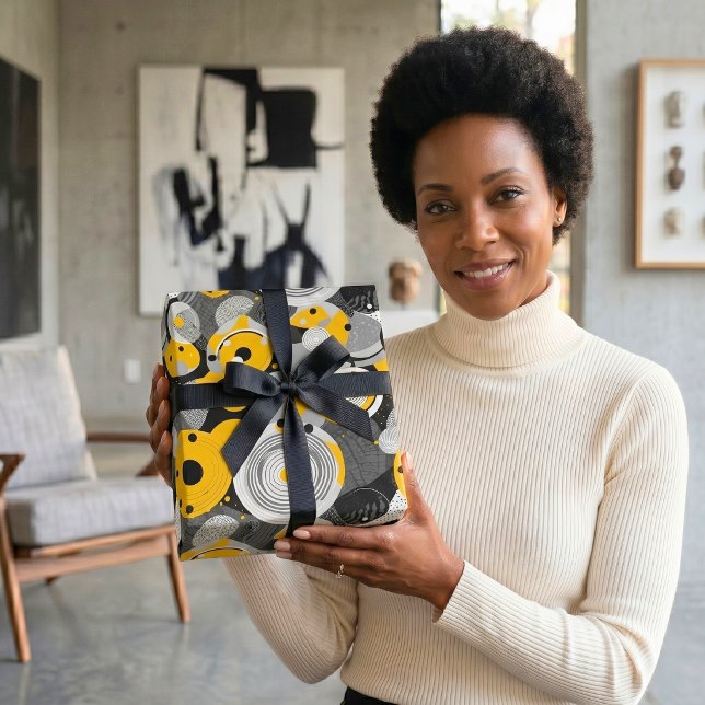 Mid Century Modern Abstrakt Cirkel Afrikansk Ankar Presentpapper (Mid Century Modern Abstract Circle African Ankara Wrapping Paper)