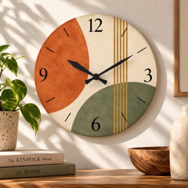 Mid Century Modern Abstrakt Geometrisk Retro  Stor Klocka (Skapare uppladdad)