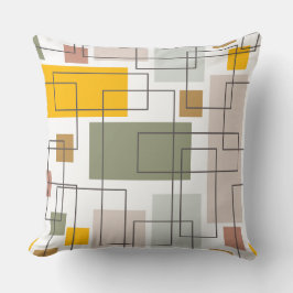 Mid-Century Modern Abstrakt Geometriska Linjer Kas Kudde