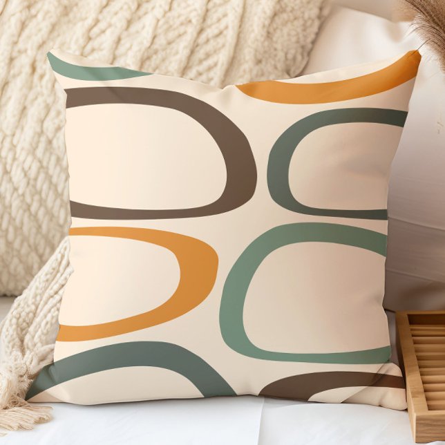 Mid Century Modern Abstrakt Grön, Orange, Umber Kudde (Skapare uppladdad)