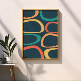 Mid Century Modern Abstrakt Gul, Orange, Turkos Poster