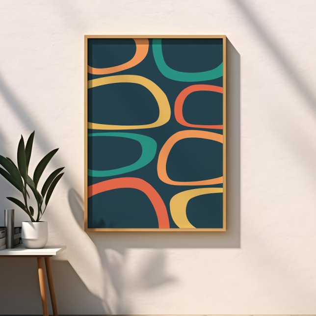 Mid Century Modern Abstrakt Gul, Orange, Turkos Poster (Skapare uppladdad)