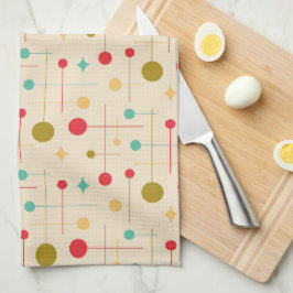 Mid Century Modern Abstrakt Mönster 29 Cream Kökshandduk