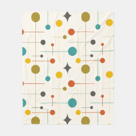 Mid Century Modern Abstrakt Mönster 29 Kräm Fleecefilt