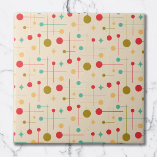 Mid Century Modern Abstrakt Mönster 29 Kräm Kakelplatta
