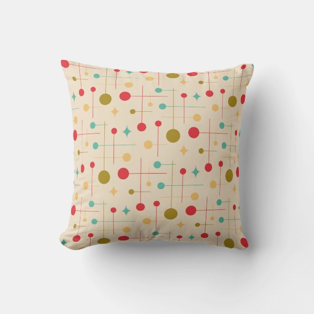 Mid Century Modern Abstrakt Mönster 29 Kräm Kudde (Framsida)