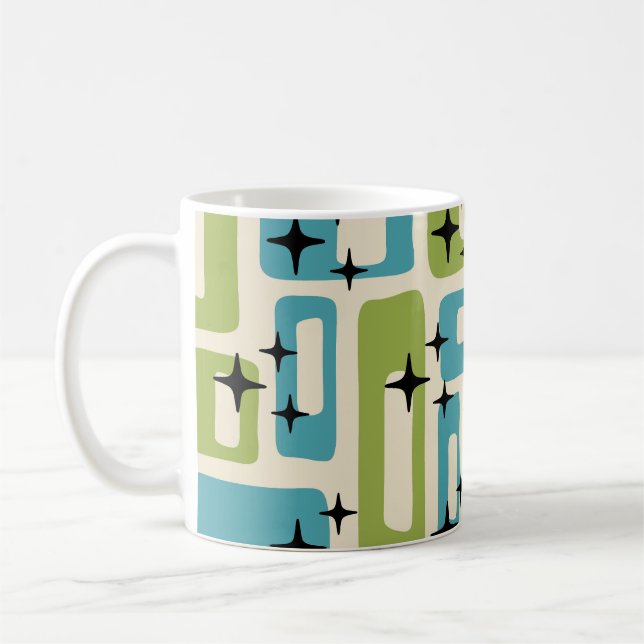 Mid Century Modern Abstrakt Mönster Kaffemugg (Vänster)